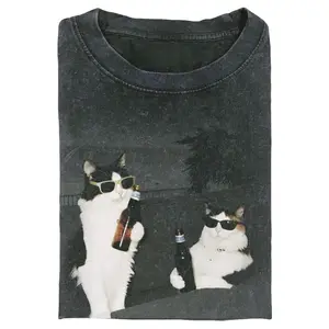 WACKY CAT Printed Design Unisex Oversized Crew neck T-Shirt & Sweatshirt,High-Quality Print,Casual Comfort Breathable Long Sleeve for Streetwear Fashion Men and Women's Top Daily Wear103004 , vintage graphic tees