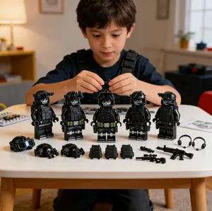 6 PCS Battle Brick CIA Ghost SAD/SOG Commando Minifigures - 1.6 Inch Custom Military Building Block Figures, Head Printed in USA, Great Gift for Ages 10+ to Adult AFOL