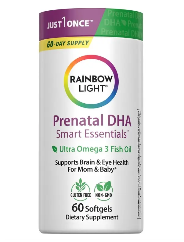 Rainbow Light Prenatal DHA Vitamins for Women | 60 Softgels | Omega 3 Fish Oil (DHA & EPA) | Supports Mom & Baby’s Health from Conception to Nursing