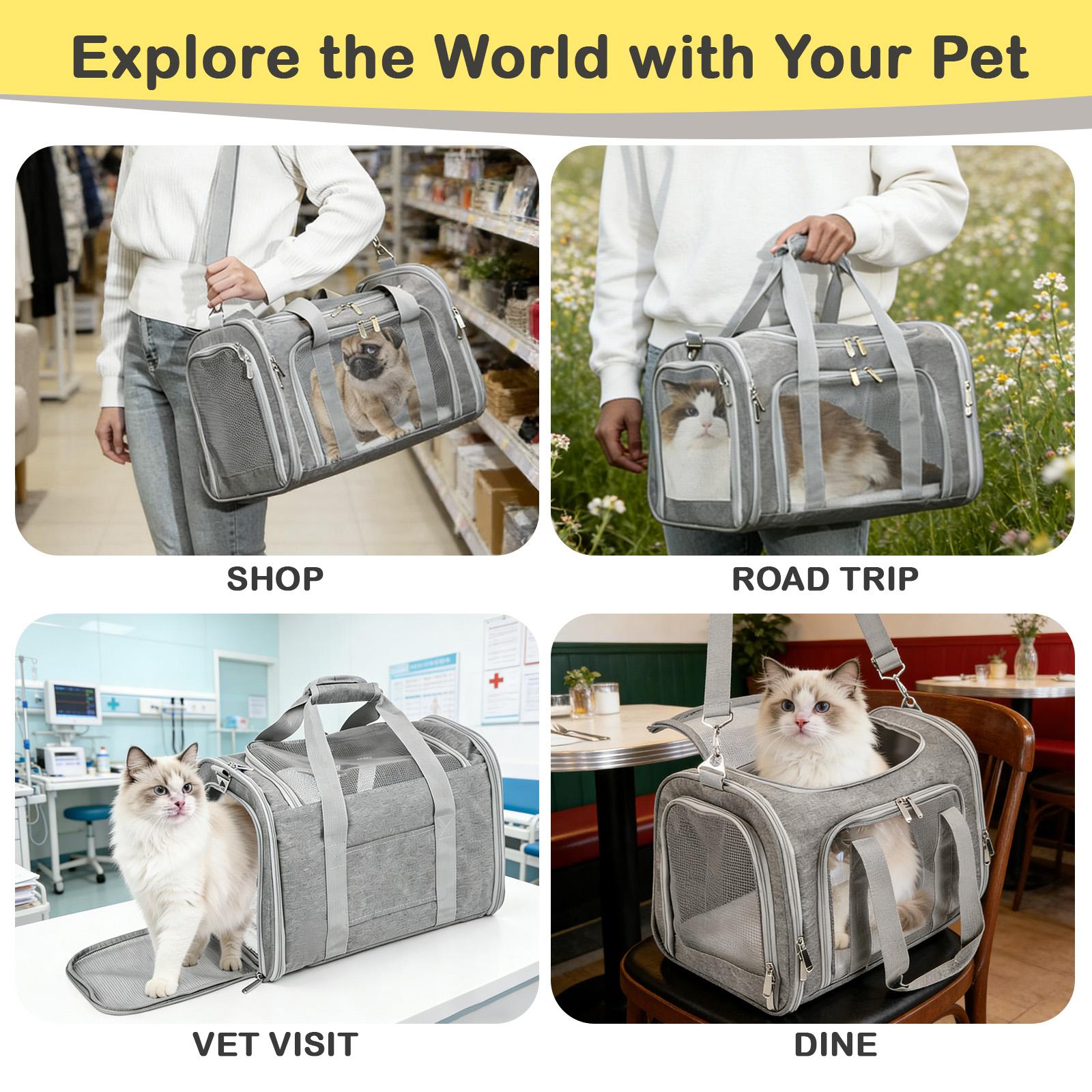 COZPAW Large Cat Carriers Dog Carrier Pet Carrier for Large Cats Dogs Puppies up to 25Lbs, Big Dog Carrier Soft Sided, Collapsible Travel Puppy Carrier - Large