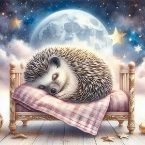 5D DIY Full Drill Round Diamond Painting - Diamond Art Kit Hedgehog, Bed, Moon Mosaic, Canvas - DIY Decorative Painting, Home Wall Decor, Perfect for Halloween and Christmas, Independence Day, Birthdays and Anniversary Gifts.