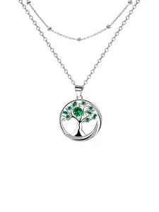 Double Chain Necklace, Irish Claddagh Heart Birthstone Pendant, Anniversary Birthday Mother's Day Gift for Wife Mom, Jewelry for Women