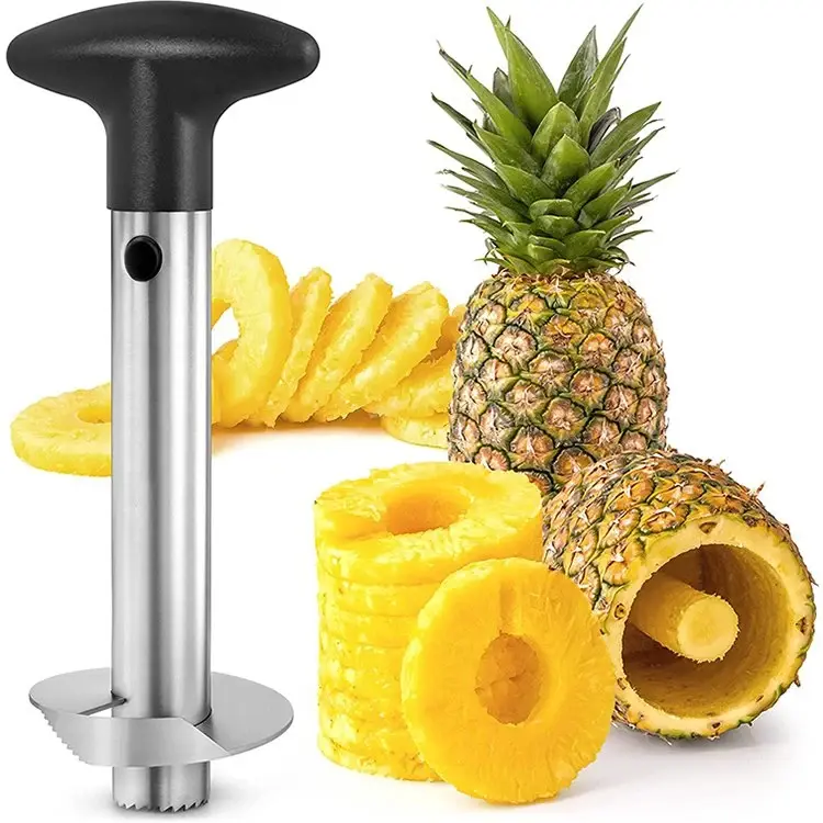 Pineapple Corer Slicer Stainless Steel Fruit Peeler Cutter Core Remover Kitchen Tool Manual Pineapple Slicing Utensil For Easy Fruit And Vegetable Preparation
