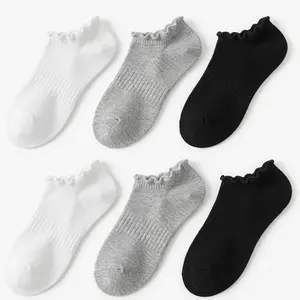 6 Pairs No Show Socks for Women Ruffle Socks Low Cut Socks Cute Ankle Frilly Short Cotton Socks summerwins,summerwins