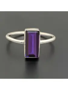 1 exquisite purple cubic zirconia rectangular ring engagement, wedding, Valentine's Day gift accessory