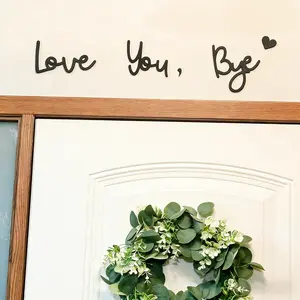 Boho-chic Love You Bye Pattern Wooden Letter Sign, Reusable Wall Art with Adhesive Tape, Wall Decor for Home Living Room Bedroom