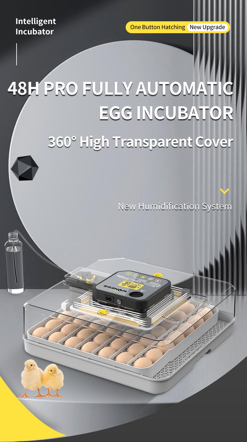 48 Egg Incubator for Hatching Eggs,Automatic Egg Turning and Humidity Control, with Automatic Water Serving,360° View Poultry Incubator for Hatching Chicken Duck Quail Parrot