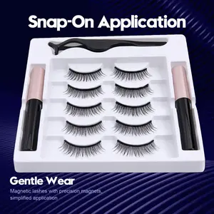 5 Pairs Magnetic Eyelashes with Eyeliner Kit, Reusable Natural Wispy False Lashes, No Glue Magnetic Lashes Set with Applicator, Easy to Wear for Beginners & Daily Makeup