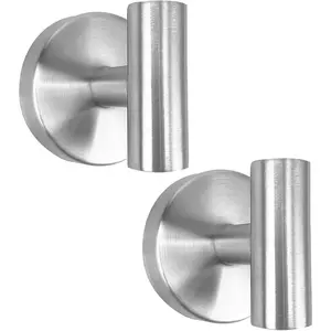 Suction Cup Shower Towel Hooks, Wall Mount Robe Holder, Heavy Duty No Drill Wall SUS304  Stainless Steel Hooks for Bedroom, Bathroom, Kitchen, Hotel and Office (2*Brushed Nickel)