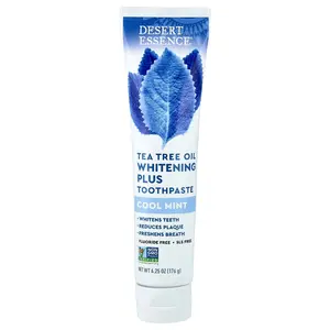 Desert Essence Tea Tree Oil Whitening Plus Toothpaste, Cool Mint, 6.25 oz (176 g)