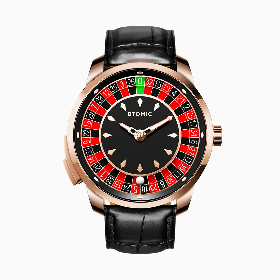 BTOMIC Roulette Automatic Mechanical Watch for Men, Interactive Spinning Roulette Wheel, Push-Button Design, Sapphire Crystal, Luminous Hands,3ATM Water Resistance,Automatic Watches,Mechanical Watches,BA793