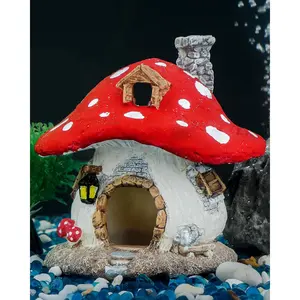 Aquarium Mushroom House,  Fish  Decoration Cottage Ornament for Fish  Landscape Aquarium Hideout Hideaway Spawning Cave Decor for Shrimp Betta Goldfish and Reptiles