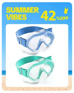 Aegend Kids Water Goggles - Swimming Accessories with Nose Cover, Anti-Fog Knitted Strap, No-Leak Design, Wide View, Clear Vision Diving Swimming Goggles for Boys and Girls