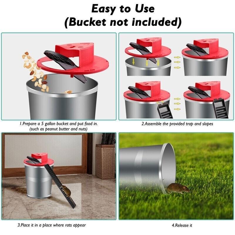 🐁Flip N Slide Bucket Lid Mouse Trap,🏠Mouse Traps Bucket for Indoor and Outdoor Use - Mouse Traps Indoor for Home - Multi-Catch, Auto-Reset, Humane or Lethal Rat Trap - ABS Material -Reusable Mouse Trap