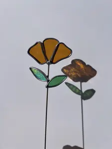 Orange Stained Glass Poppy Flower - Handmade!