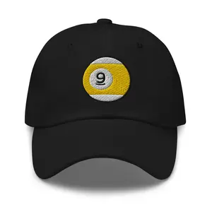 Nine-Ball Line Billiards Dad Hat – Embroidered Pool 9 Ball Baseball Cap Cue Sport Fans Alt Streetwear Lovers