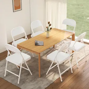 4 Pack Leather Padded Folding Chair, 350 LB Capacity Pu Leather Folding Chair with Comfortable Cushion for Events Home Office White portable outdoor