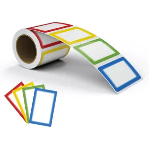 MFLABEL® Colorful Plain Name Tag Labels - 200 Stickers, 3.5 X 2.25 Inch, Colorful Border Name Tags for Office, Meetings, School, Home, Events, and Parties