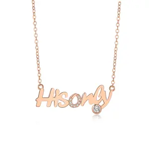 OIDEA "His Only" Letter-Shaped Rhinestone Crystal Necklace - Sterling Silver-Tone/Rose Gold-Tone, Exquisite Bling White Rhinestones Women's Necklace, 16.5+2" Chain Couples Gift, Exquisite Necklaces, Letter-Shaped Necklaces