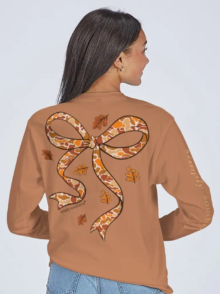 Simply Southern Camo Bow Fall Long Sleeve T-Shirt