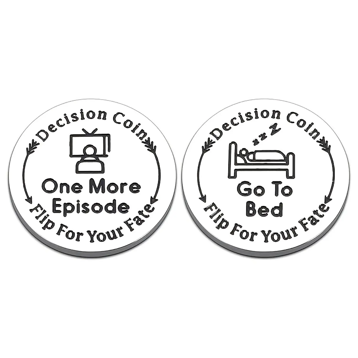 Stainless Steel Round Keychain, 1 Count Letter Pattern Decision Coin Keychain, Party Gift for Women & Men, Ideal Gift for Friends & Family