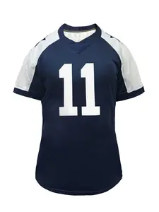 Women's Dallas Football Jersey Sporty Loose-Fit Breathable Embroidered Rugby Jersey Short Sleeve T-Shirt, American Football Style V-Neck Pullover for Outdoor Sports & Casual Wear