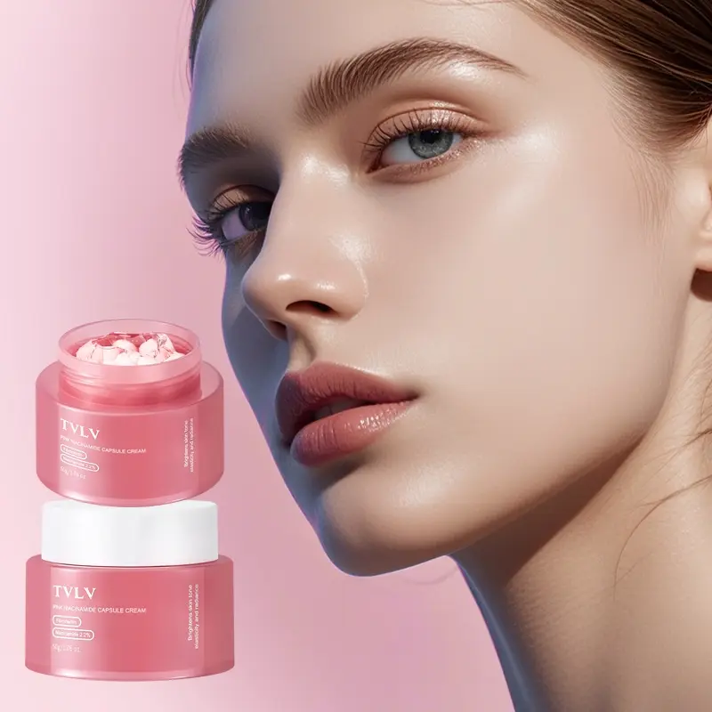 Pink Niacinamide Capsule Cream, Gentle Moisturizer, Daily Facial Moisturizer, Brighten & Polish Dull Skin, Deep 12-Layer Hydration Hydrating For Translucent Radiant Complexion, Non-Darkening Moisturizing Care, Brightening Exfoliating Moisturizing