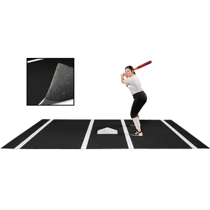 6 × 12 Proball Softball Hitting Mat - Black Nylon, Painted Plate, Urethane-Coated Backing