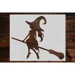 Witch on a Broom Stencil - Art and Wall Stencil