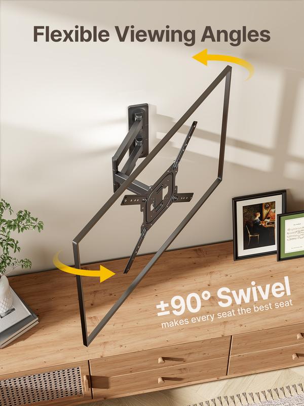 MonTek Full Motion TV Wall Mount for 13–95 Inch Flat & Curved TVs and Monitors, Swivel & Tilt Articulating Bracket, Max VESA 400x400mm, Holds up to 110 lbs, Perfect Center Design Adjustable Black