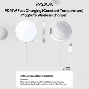 PAXA magnetic wireless charging stand, with strong magnetic attraction, supports 15W PD constant-temperature fast charging. It comes with an aluminum alloy stand, hands-free making it perfect for watching videos or playing games while charging.