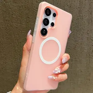 Phone Case For Samsung S25 FE S25 Edge S24 FE S23 Plus S22 Ultra 5G Luxury Candy Wireless Charge Matte Magnetic Shockproof Protective Cover Accessories