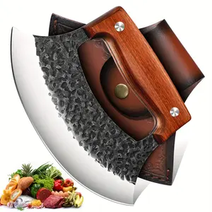 Professional Chef's Pizza Cutter Hand-Forged High Carbon Steel Knife Full-Length Steel Handle with Sheath Gift Box for Kitchen Camping Barbecue Men's Birthday Gift