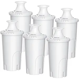Water Filter Replacement for Brita Water Pitchers and Dispensers, Classic 35557, Ob03, Mavea 107007 and More, Lasts Two Months or 40 Gallons, Reduce Chlorine and Bad Taste, Pack of 6