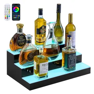 VEVOR LED Lighted Liquor Bottle Display, 2 Tiers 72 Inch Commercial Illuminated Home Bar Shelf, 2 Steps Whiskey Rack Stand, Acrylic Drink Shelves with RF Remote App Control, and Multicolor lightingVEVOR Super Brand Day