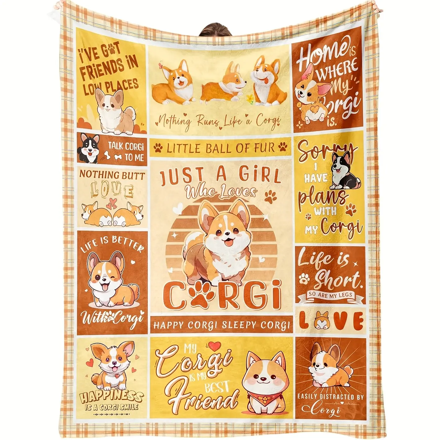 Corgi Dog Gift Blanket, Corgi Theme Decorative Throw, Women Girls Adult Gifts, Corgi Lover Present, Flannel Fleece Blanket