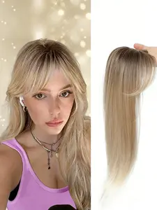 22 Inch Straight Hair Topper with Bangs | Premium Kanekalon Synthetic Hair | Clip-In for Thinning Hair | Instant Volume | Natural & Realistic | Perfect for Daily Wear!