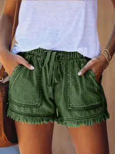 Womens Lightweight Shorts Casual Baggy Trendy Hot Pants Elastic Waist Drawstring Comfy Shorts