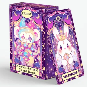 Kawaii Animal Tarot Deck – Tarot Cards for beginners with guidebook, Cute Illustrated Tarot Cards with Whimsical Animal Archetypes, Minor Arcana, Beginner-Friendly Intuitive Reading Deck, Colorful Fantasy Art