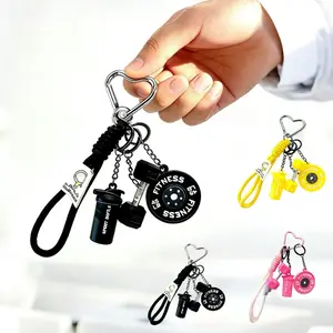 Creative Fitness Charm Keychain Set – High-Quality Silicone Dumbbell, Kettlebell & Weight Plate Design, Trendy Gym Keychain Accessories for Men & Women