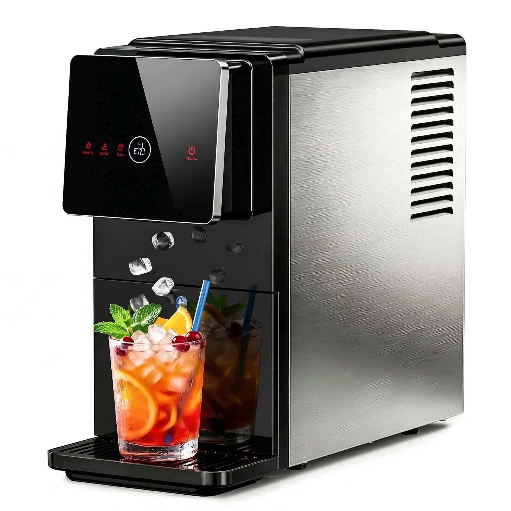 Simzlife Countertop Nugget Ice Maker - 33lbs/24h Chewable Sonic Pellet Ice Machine, 1.8L Removable Tank, Auto Self-Cleaning & Smart Measured Dispensing for Home, Office, Party