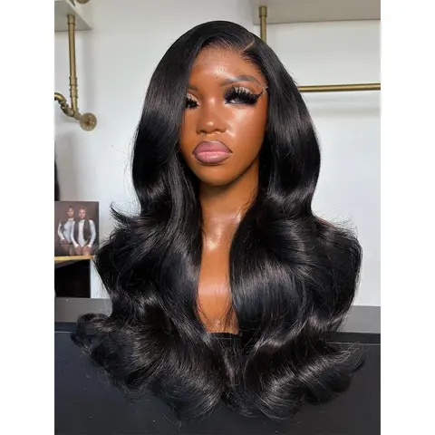 Bling Hair Body Wave 13x6 Hd Lace Front Wigs Human Hair 180 Density 13x4 Transparent Lace Frontal Wigs with Baby Hair Natural Hairline Long Wavy for Black Women Natural Color #SummerVibes
