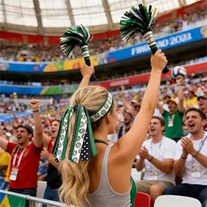 2026 World Cup Cheerleader Hair Accessory, Floating Ribbon Sports Ribbon Hair Tie, Football Fan Support Accessories