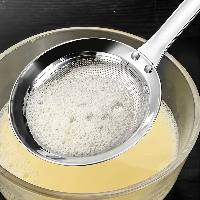 Stainless Steel Oil Filter Spoon, 1 Count Modern Long Handle Colander Spoon, Kitchen Utensils for Cooking, Frying, Oil Filtering, Kitchen Accessories, Kitchen Tools and Gadgets, Spoons Set, Kitchen Utensils Set, Durable Kitchenware Stainless Steel