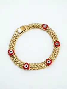 Bohemian-style Evil Eye Bracelet, Heart charm bracelet, Exquisite Trendy Bracelet, Fashionable Bracelet, wide design with a red beaded pendant, suitable for everyday wear or as a holiday gift, symbolizing protection, Boho Style Bracelet