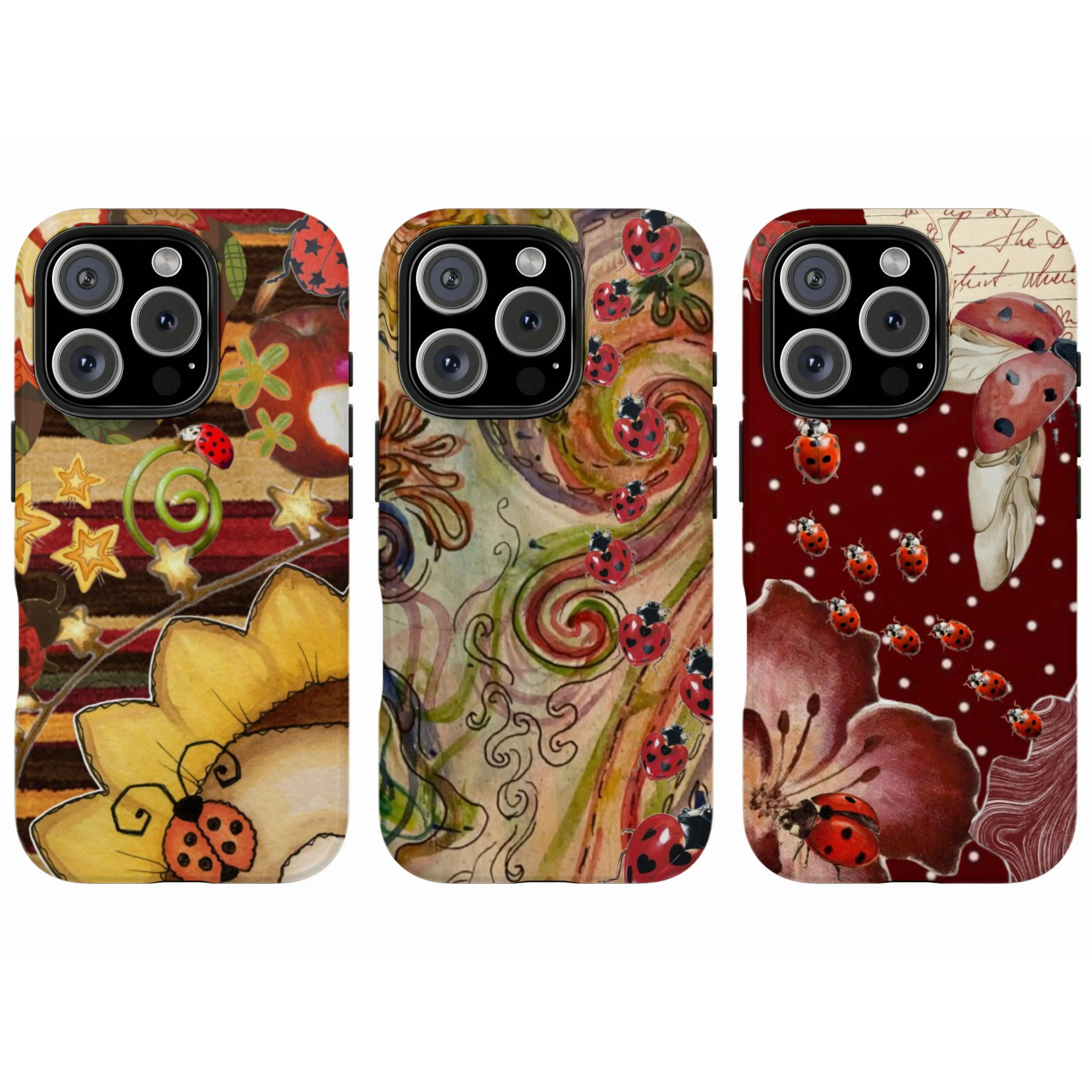 Magnetic Phone Case Magnetic Whimsigothic Ladybug Phone Case, Aesthetic Heart Wing Insect Collage Phone Case for IP 17 16 15 14 13 12 11 Pro Max XS, Goblincore Ladybug Tough Case, Fairycore Ladybug Gift for Women & Men Phone Cover Shockproof Wireless
