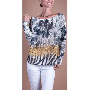 Daria Batwing Sweater with Heart Strings Print