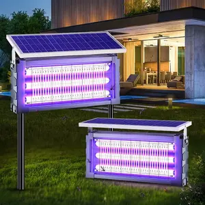 30W Solar Bug Zapper Outdoor, 3 UV Tubes Mosquito Killer, 3000V Electric Fly Zapper, IPX6 Waterproof, Dual Charging Solar & USB, Large Cordless Bug Zapper for Patio, Backyard & Camping