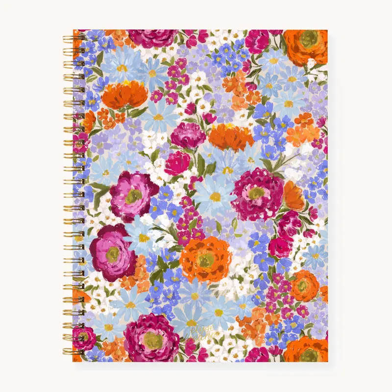 Spiral Softcover Notebook | 120 College Ruled Lined Pages | 8.5x11" | Soft Touch Cover | Gold Hardware | Floral Office School Supplies