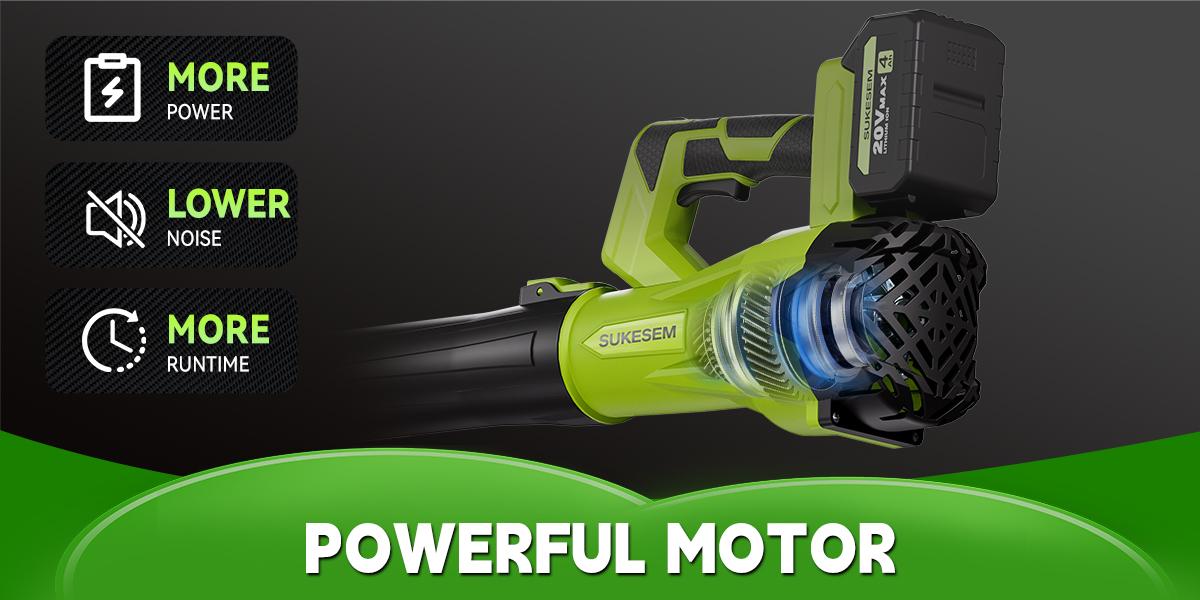 High power wireless leaf blower, equipped with 4.0Ah battery, 6-speed adjustable and extended nozzle, anti slip handle, lightweight design, suitable for lawn care and yard cleaning